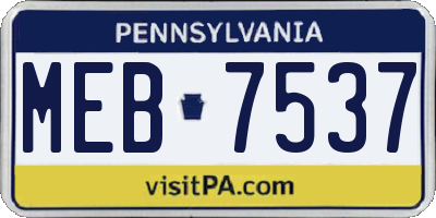 PA license plate MEB7537