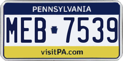 PA license plate MEB7539