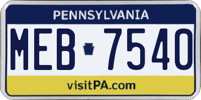PA license plate MEB7540
