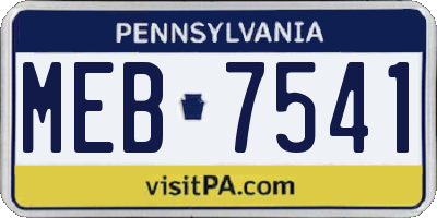PA license plate MEB7541