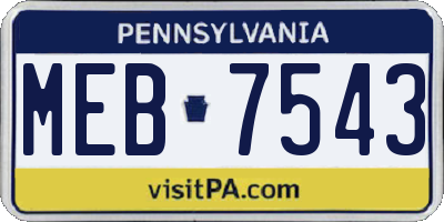 PA license plate MEB7543