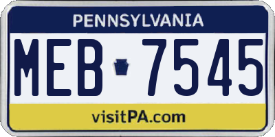 PA license plate MEB7545