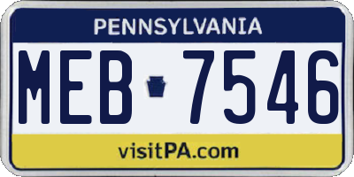 PA license plate MEB7546
