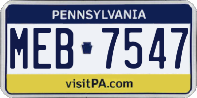 PA license plate MEB7547