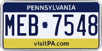 PA license plate MEB7548