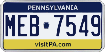PA license plate MEB7549