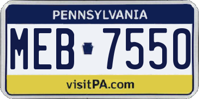 PA license plate MEB7550