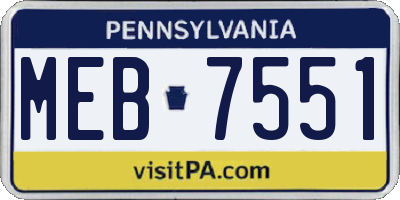 PA license plate MEB7551