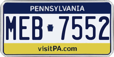 PA license plate MEB7552