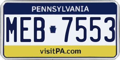 PA license plate MEB7553
