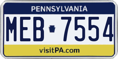 PA license plate MEB7554
