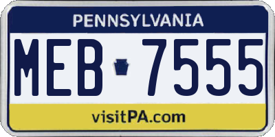 PA license plate MEB7555