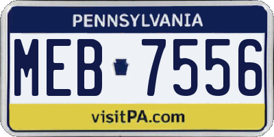 PA license plate MEB7556