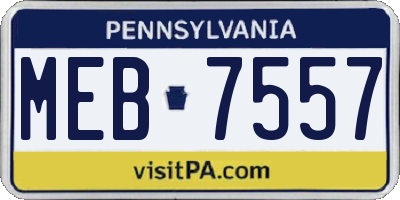 PA license plate MEB7557