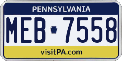 PA license plate MEB7558