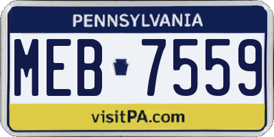 PA license plate MEB7559
