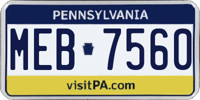 PA license plate MEB7560