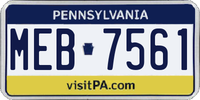 PA license plate MEB7561