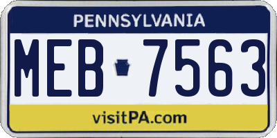 PA license plate MEB7563