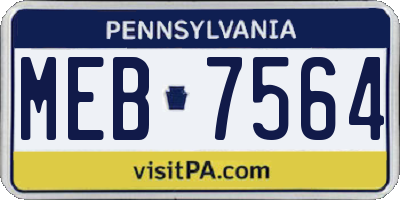 PA license plate MEB7564