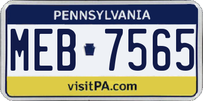 PA license plate MEB7565