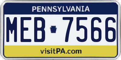 PA license plate MEB7566