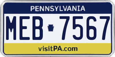 PA license plate MEB7567