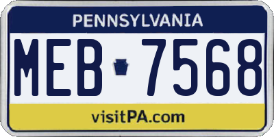 PA license plate MEB7568