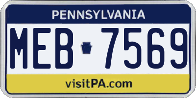PA license plate MEB7569