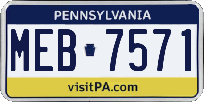 PA license plate MEB7571