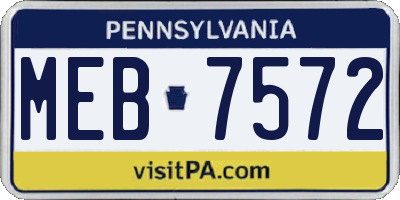 PA license plate MEB7572