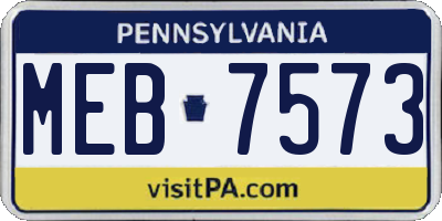 PA license plate MEB7573