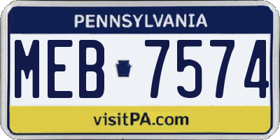 PA license plate MEB7574