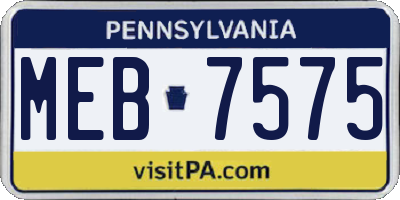 PA license plate MEB7575
