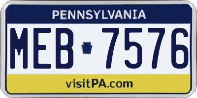 PA license plate MEB7576