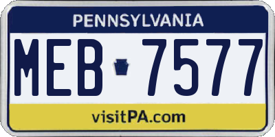 PA license plate MEB7577