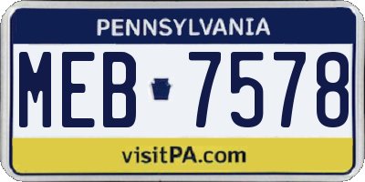 PA license plate MEB7578