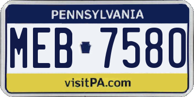 PA license plate MEB7580