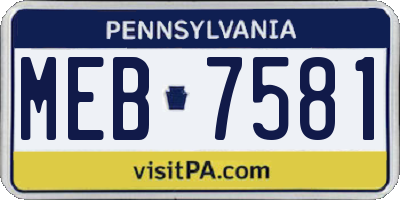 PA license plate MEB7581