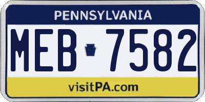 PA license plate MEB7582
