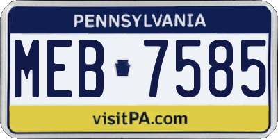 PA license plate MEB7585