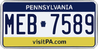 PA license plate MEB7589