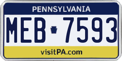 PA license plate MEB7593