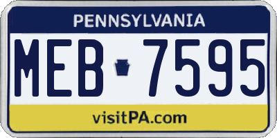 PA license plate MEB7595