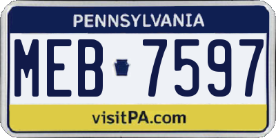 PA license plate MEB7597