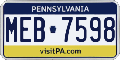 PA license plate MEB7598