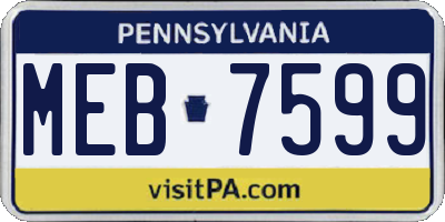 PA license plate MEB7599