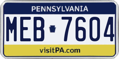 PA license plate MEB7604