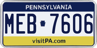 PA license plate MEB7606