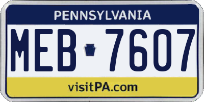 PA license plate MEB7607